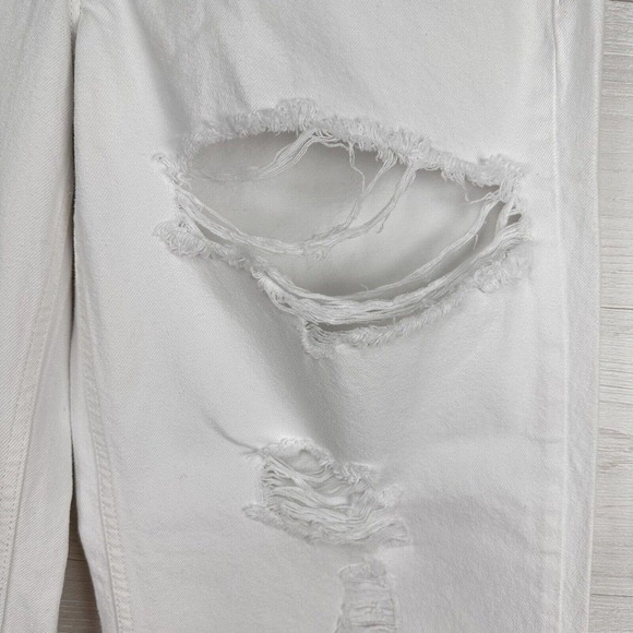 Good American Jeans 14/32 Waist 35‎ Good 90s Loose Fit Ripped Straight Leg White - Picture 5 of 16